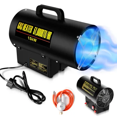 Produktbild von Clanmacy Gasheizgebläse Gasheizer Heizgerät  Heizlüfter Bauheizer 15kW Bautrockner, 15000 W, Überhitzungsschutz für 225㎡ Werkstätten, Straßenbrücken, Eisenbahnflughäfen Maschinenwartung Industrieanlagen