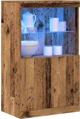 Obrázok produktu pre vidaXL LED komoda, hnedá, 60 x 37 x 100 cm, drevotrieska