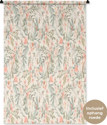 Produktbild von MuchoWow® Wandteppich Wandbehang Blumen - Pastell - Blätter 90x135 cm Tapisserie Dekoration Wandtuch - Baumwolle - Wandskulptur