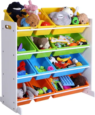 Produktbild von SONGMICS Kinderregal Kinderzimmerregal 12 Kästen Aufbewahrungsregal Spielzeugregal mehrfarbig für Spielzeug Spielzeugaufbewahrung GKR04W