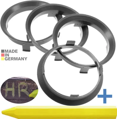Produktbild von 4X Zentrierringe 60,1 x 57,1 mm Dunkelgrau Felgen Ringe + 1x Reifen Kreide Fett Stift