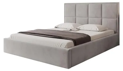 Produktbild von Polsterbett TIOLI 140x200 Taubengrau Samtstoff mit Bettkasten & Lattenrost