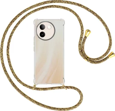 Produktbild von Handykette Backcover-Schutzhülle mit Band (Metall goldfarben) für vivo V30e 5G - braun+beige