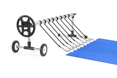 Produktbild von COIL Pool-Abdeckplane, Poolabdeckung Aufroller, Fahrbares Aufrollsystem für Solarfolie, Edelstahl-Basis & Aluminiumrohr, 8 Befestigungsbänder, 3-5,7 m