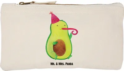 Produktbild von Mr. & Mrs. Panda kosmetiktäschchen Avocado Feier Größe S Klein - Weiß - Geschenk, Party, Pouch, Kosmetiktasche, Kulturbeutel, Geburtstag, Kulturtasche, Tröte, Mäppchen