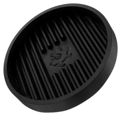 Produktbild von Toilettenpömpelhalter aus Kunststoff in Schwarz mit Tropfschale für Badezimmer und Nutzräume