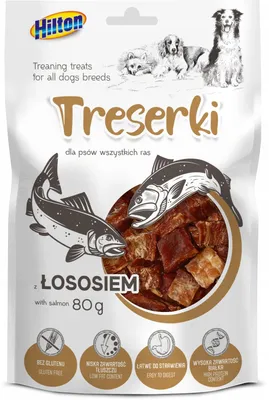 Zdjęcie produktu dla Przysmak dla psa Hilton treserki z łososiem 80g