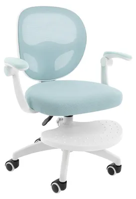 Immagine prodotto di Sedia da scrivania per bambini - Sedia ergonomica per bambini - Braccioli pieghevoli - Regolabile in altezza (10 cm) - Rotazione a 360° - Imbottita - Portata massima: 50 kg - Colore: azzurro
