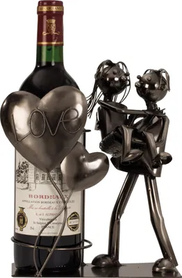 Produktbild von Mel-O-Design 7059 Wein-Flaschenhalter 'Liebespaar Love' silber
