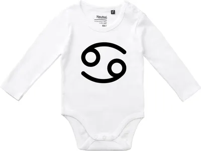 Produktbild von Huuraa Baby Body Krebs Sternzeichen Zeichen 80 White  Baumwolle Fairtrade Langarmbody Geschenkidee