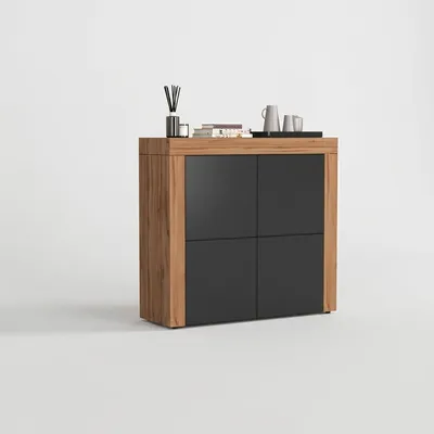 Immagine prodotto di Mobile contenitore moderno per il soggiorno, con 4 ante e 8 ripiani, modello Elvok - colore antracite