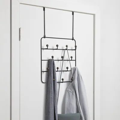 Produktbild von Umbra türgarderobe 14 haken - Schwarz - Aufh\u00e4ngen ohne Bohren | Geeignet f\u00fcr stumpfe T\u00fcren