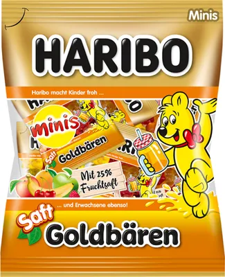 Produktbild von Haribo Saft Goldbären Minis extraweich mit 25% Fruchtsaft 220g
