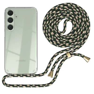 Produktbild von EAZY CASE Handykette kompatibel mit Samsung Galaxy S24 Plus, Handyhülle mit Umhängeband, Handykordel, Schutzhülle Clear, Band in Grün