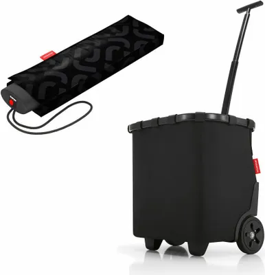 Immagine prodotto di reisenthel carrycruiser mit umbrella pocket mini Set, Einkaufstrolley, Regenschirm, Frame Black, 40 L, 2-tlg.
