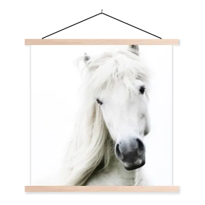 Produktbild von MuchoWow® Textilposter Pferde - Nutztiere - Mähnen 40x40 cm mit holzfarbenen Rahmen - Posterleiste