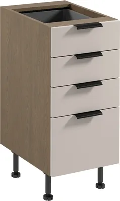 Produktbild von küchenunterschrank 40 cm mit Schubladen ohne Arbeitsplatte,  Sorento D40S4 AX, Beige/Eiche