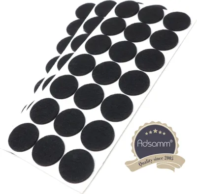 Zdjęcie produktu dla Adsamm® | 63 sztuki samoprzylepnych filcowych podkładek / czarne / średnica 30 mm / okrągłe / podkładki meblowe z filcu o grubości 3,5 mm