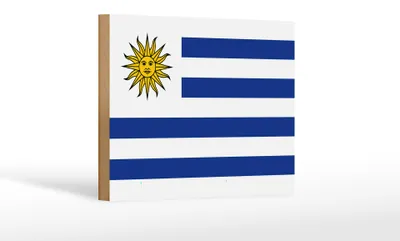 Produktbild von Holzschild Flagge Uruguays 18x12 cm Flag of Uruguay Dekoration