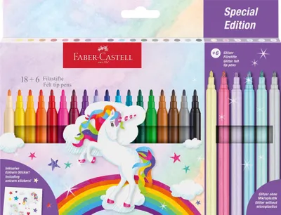 Produktbild von FABER-CASTELL Fasermaler Einhorn 18+6 Kartonetui