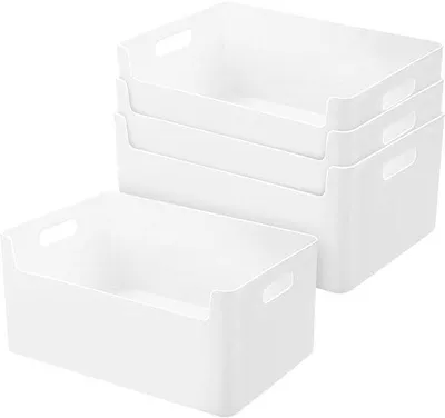 Immagine prodotto di Set di contenitori per cucina e bagno - 4 pezzi - Plastica - 25 cm - Contenitore - Contenitore bianco - Organizer in plastica