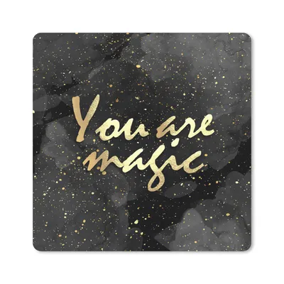 Produktbild von MuchoWow® Mauspad Mousepad Zitate - Magie - Gold - Schwarz 20x20 cm - Mousepads - Maus Mat - Pad - Mausunterlage - Desk Mat - Bureauartikeln