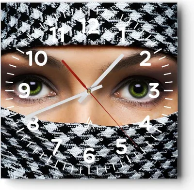 Produktbild von Wanduhr - Quadrat - Glasuhr - Schönheit Kultur Geheimnis - 30x30cm - Schleichendes Uhrwerk - Lautlos - zum Aufhängen bereit - Dekoration Modern - Wanddekoration aus Glas - C4AC30x30-2112