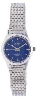 Produktbild von MPM-Quality Damenuhr Metall Silber Zifferblatt Blau/Silber Edelstahlarmband