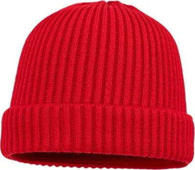Balke XXL Rippen Strickmütze mit Umschlag 100% Merinowolle in rot