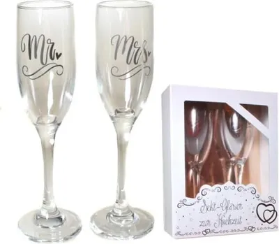 Produktbild von Udo Schmidt Sektglaeser Mr. & Mrs. 2 teilges Set - zur Hochzeit, Verlobung, Hochzeitstag