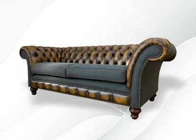 Produktbild von Chesterfield 3 Sitzer Braune Leder Stoff Wohnzimmer Modern Luxus Möbel Sofa Neu