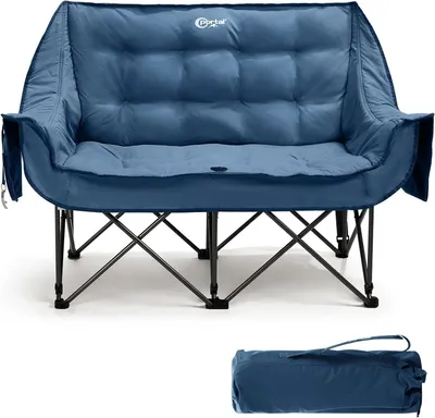 Imagen del producto de Silla de camping acolchada para dos personas, plegable, de gran tamaño, ideal para jardín y picnics