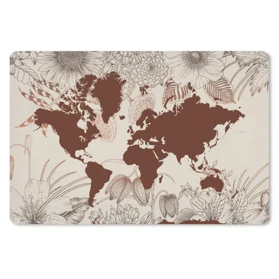 Produktbild von MuchoWow® Schreibtischunterlage Weltkarte - Blumen - Rot 60x40 cm - XXL Mauspad - Großes Mauspad