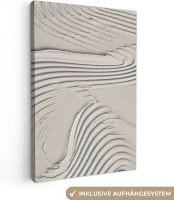 Produktbild von MuchoWow® - Leinwandbilder - Abstrakt - Kunst - Linien - Weiß, Wandbild, Wanddeko Bilder Wohnzimmer, 80x120cm