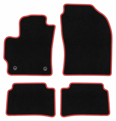 Produktbild von Fußmatten Velours Schwarz/Rot für Toyota Corolla XII / E17 2018- Set 4-tlg
