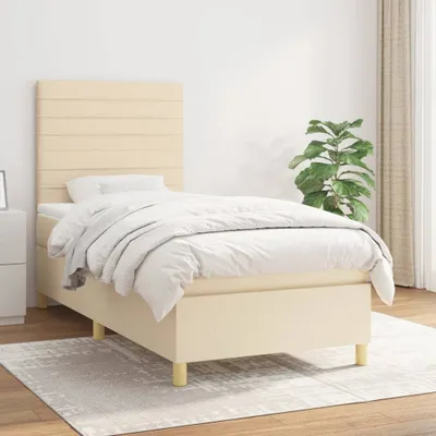 Produktbild von The Living Store Boxspringbett mit Matratze Creme 90x200 cm Stoff