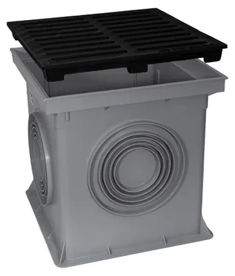 Produktbild von Marley Einlaufschacht + Gussrost 300x300mm Hofablauf Bodenablauf befahrbar Ablauf Gully