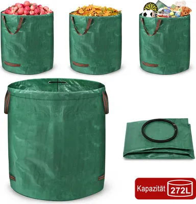 Image de XMTECH 4 pièces sac à déchets de jardin avec 4 poignées sac à gazon 272 litres sacs de jardinage Sac à feuilles pliable pour les déchets de jardin