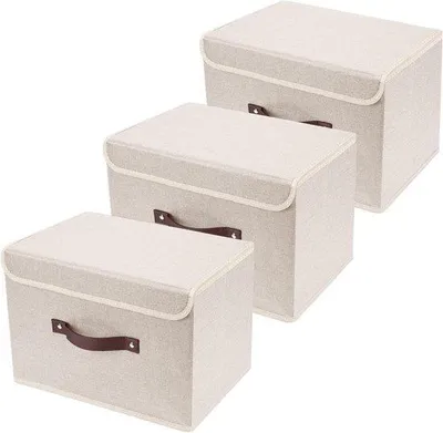 Produktbild von Aufbewahrungsbox mit Deckel, waschbar, 38x25x25 cm, beige durchsichtig