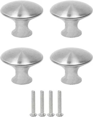 Immagine prodotto di Uniqoos® Set di 4 pomelli per mobili, color argento, in lega di zinco – pomelli rotondi per ante di armadi e cassetti
