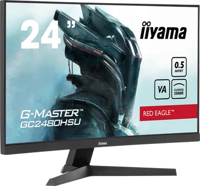Produktbild von iiyama G-MASTER Red Eagle GC2480HSU-B1 - LED-Monitor - Gaming - gebogen - 61 cm (24") (23.6" sichtbar) - 1920 x 1080 Full HD (1080p) @ 180 Hz - VA - 300 cd/m² - 3000:1 - 0.5 ms - 2xHDMI, DisplayPort - Lautsprecher - Schwarz, Matte