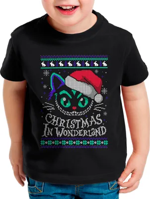 Produktbild von style3 Christmas Wonderland Kinder T-Shirt xmas weihnachten weihnachtspullover pulli ugly sweater strick