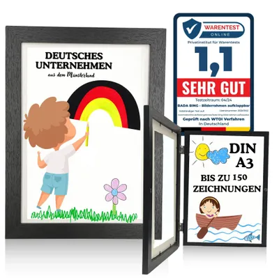 Fotolijst A3 schwarz, aufklappbar für bis zu 150 Kinderzeichnungen