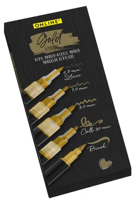 Immagine prodotto di ONLINE® 18517 ONLINE® Gold Lettering Acrylstifte-Set gold 5 St.