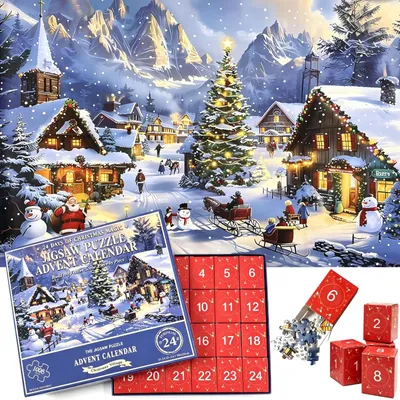 Produktbild von Adventskalender-Puzzle 2026 1008 Teile 70 x 50 cm 24-tägige Überraschungsaktion weihnachtlicher Puzzlespaß für Junggebliebene und Erwachsene