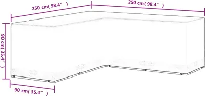 Produktbild von vidaXL Gartenmöbel-Abdeckung L-Form 12 Ösen 250x250x90 cm