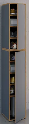 Produktbild von VCM Holz-Schuhschrank | Maße: B. 30 x H. 183 x T. 33 cm | Allzweckschrank | 9 Fächer | 2 Drehtüren - Salia Breite 30 cm