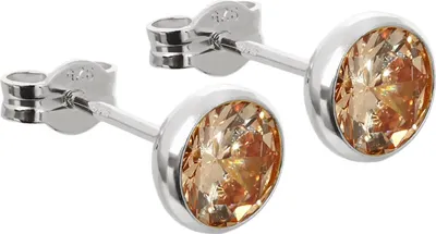 Produktbild von Paar Ohrstecker Kelch Zirkonia Champagne 6,7mm 925er Sterlingsilber Damen 7891