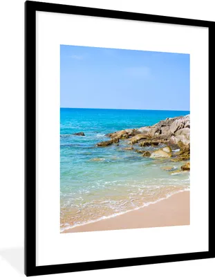 Produktbild von MuchoWow® Gerahmtes Poster Strand - Meer - Tropisch - Sommer 60x80 cm - Poster mit Schwarzem Bilderrahmen Wandposter Rahmen Foto Bilder - Wohnzimmer - Dekorationen - Prämie