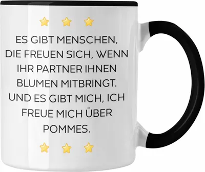 Produktbild von Trendation - Lustige Tasse mit Spruch für Frauen Männer Arbeit Büro Lustig Tassen Becher mit Sprüchen Kollegin Geschenk Sarkasmus Pommes (Schwarz)